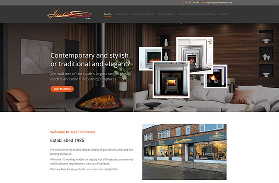 Just fireplaces website